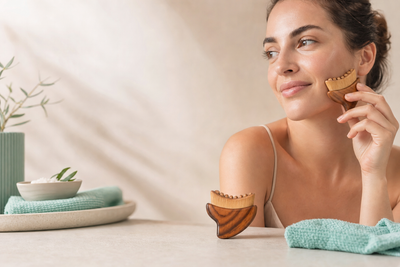 Brosse lymphatique visage en bois naturel